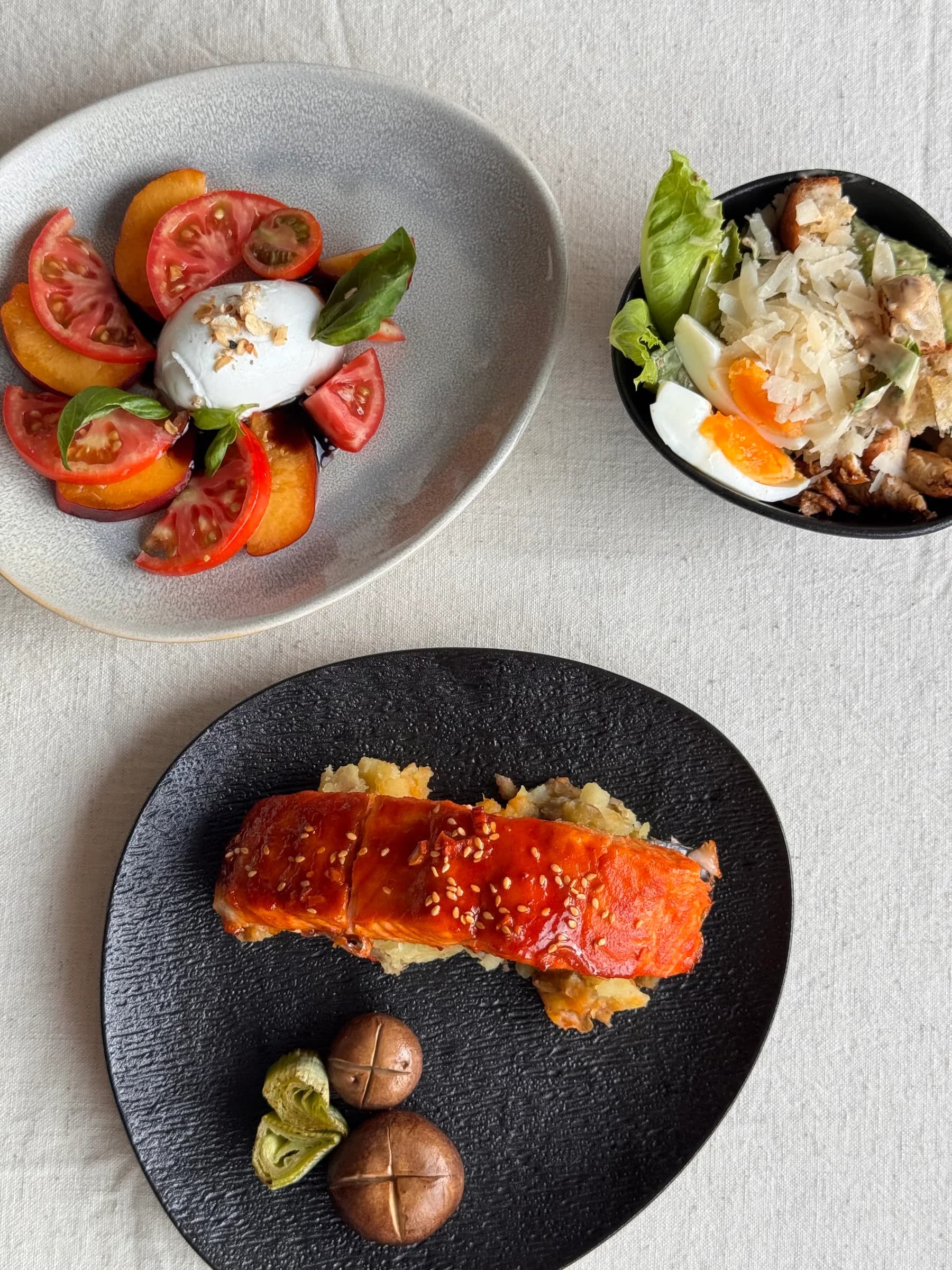 Family-style lunch with seasonal salads