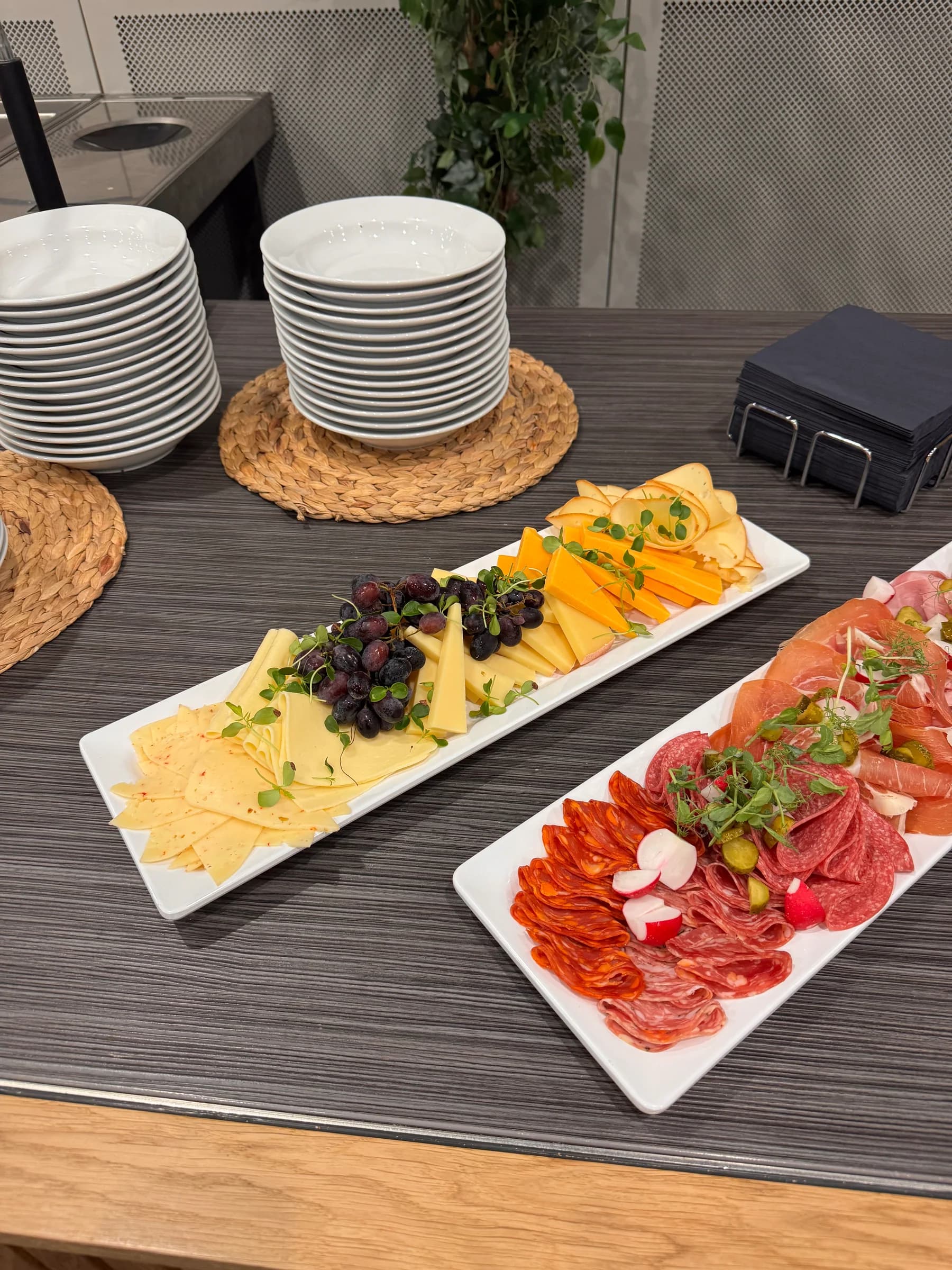 Finished charcuterie and cheese platter