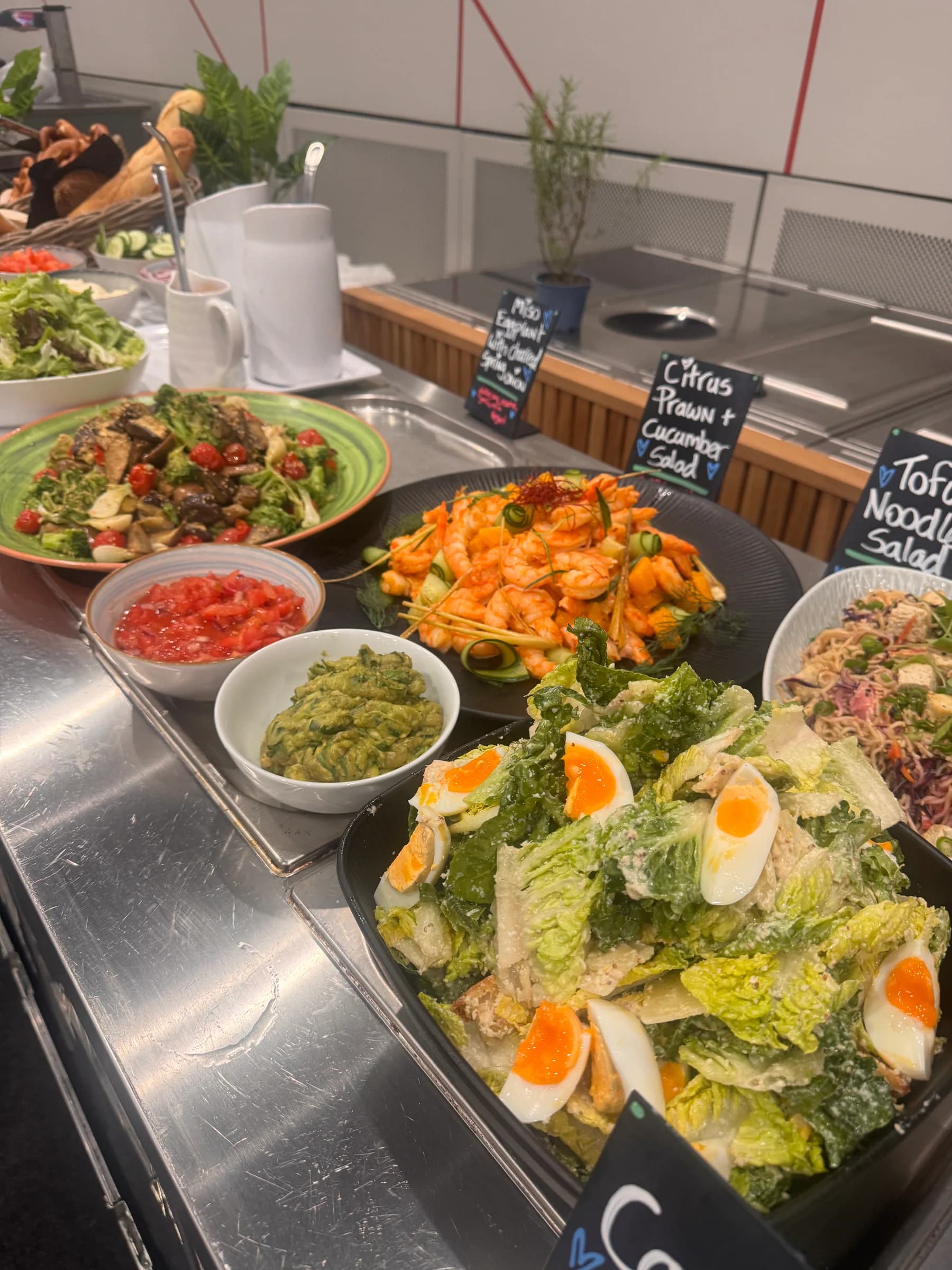 Finished salad selection for touring catering
